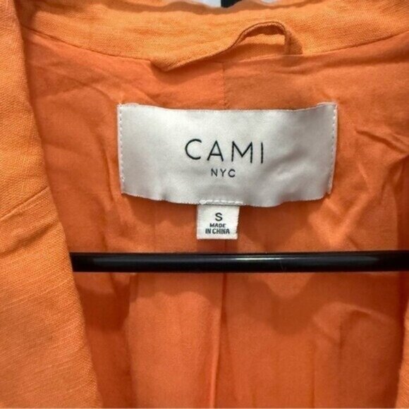 CAMI NYC Owen Linen Blazer In Papaya Bright Orange Summer Spring Jacket - Picture 4 of 12